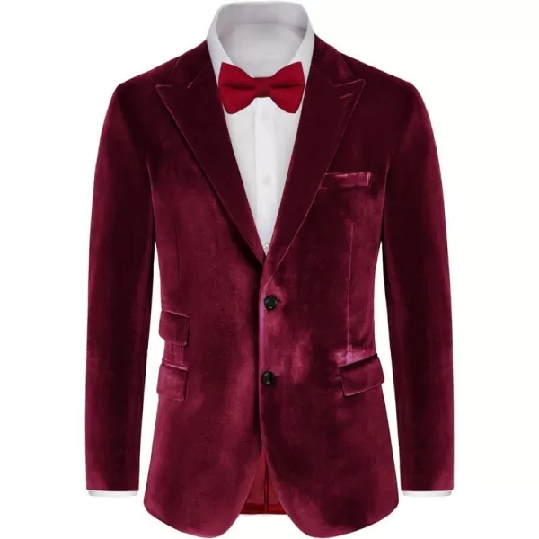 GRACE KARIN Mens Velvet Blazer Two Button Slim Fit Suit Jacket Sports Coats for Men Prom Wedding Dinner PartyRed