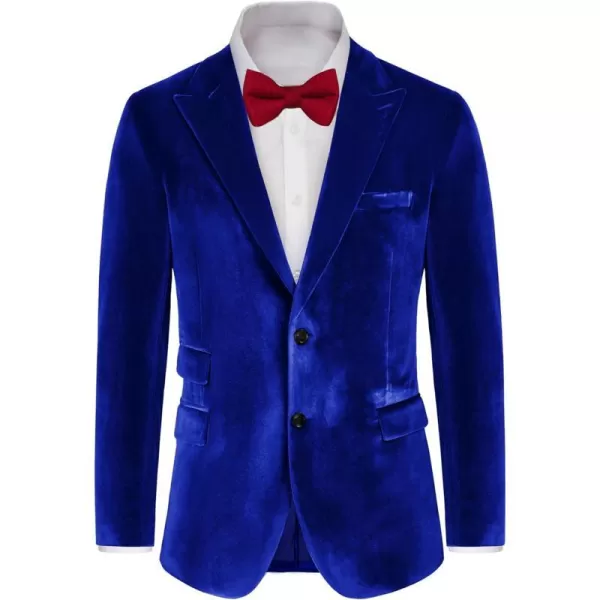 GRACE KARIN Mens Velvet Blazer Two Button Slim Fit Suit Jacket Sports Coats for Men Prom Wedding Dinner PartyRoyal Blue