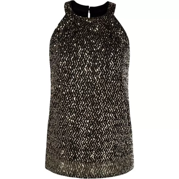 GRACE KARIN Sequin Halter Tops for Women Sleeveless Dressy Sparkle Tank Camisole Tops Party Club Cocktail Vest ShirtGoldwavy