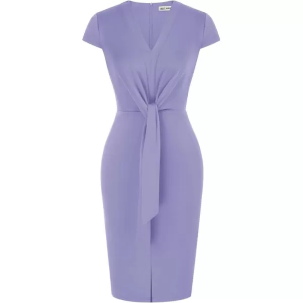 GRACE KARIN Sequin Sparkly Dresses for Women Glitter Front Tie Cap Sleeves V Neck Midi Bodycon Cocktail DressLilac Purple