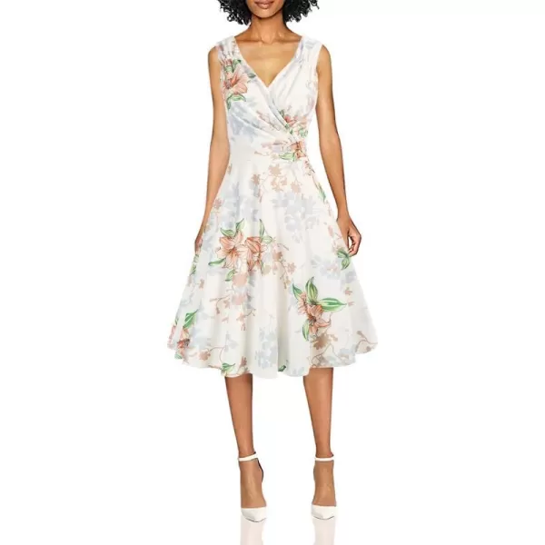 GRACE KARIN Sleeveless Solid Floral Summer Cocktail Dress ALine Wrap Wedding Guest DressFloralwhite Pink