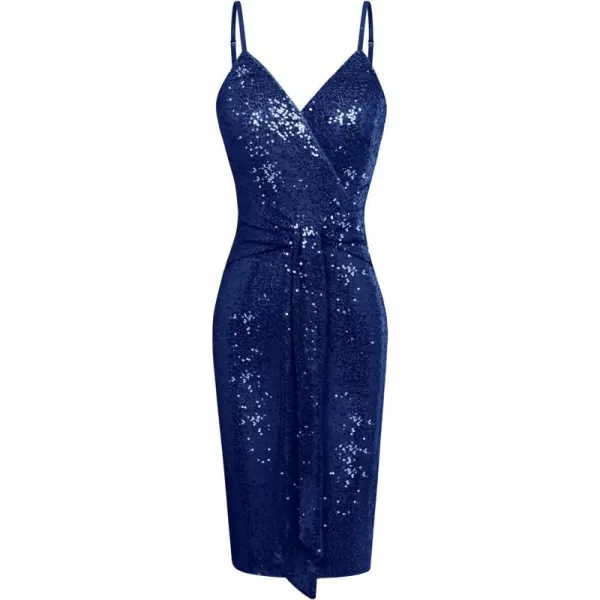 GRACE KARIN V Neck Sequin Dresses for Women Party Night Club Sparkle Dress 2024Navy Blue