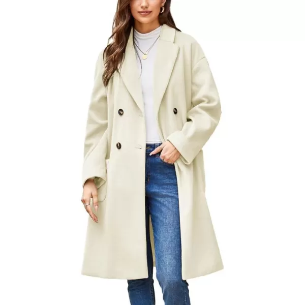 GRACE KARIN Winter Coats For Women Double Breasted Pea Coats Mid Long Wool Coats Oversized Trench Coats JacketsApricot