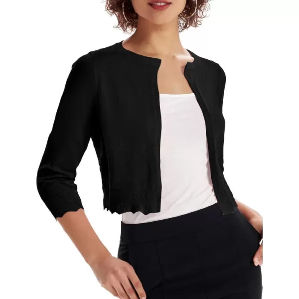 GRACE KARIN Women 34 Sleeve Cropped Cardigan Lightweight Short Bolero Shrugs Fancy ShrugsBlack