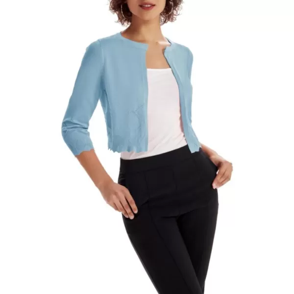 GRACE KARIN Women 34 Sleeve Cropped Cardigan Lightweight Short Bolero Shrugs Fancy ShrugsLight Blue