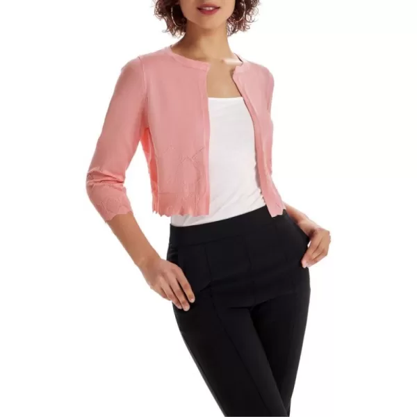 GRACE KARIN Women 34 Sleeve Cropped Cardigan Lightweight Short Bolero Shrugs Fancy ShrugsLight Pink