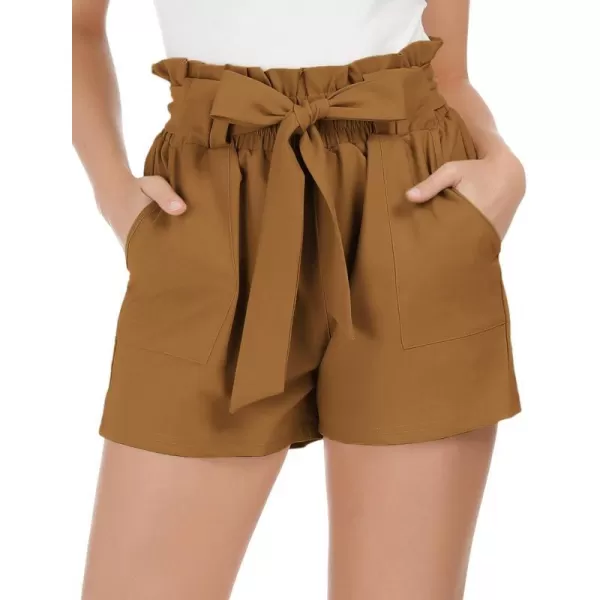 GRACE KARIN Women Bowknot Tie Waist Summer Casual Shorts with PocketsCl93copper