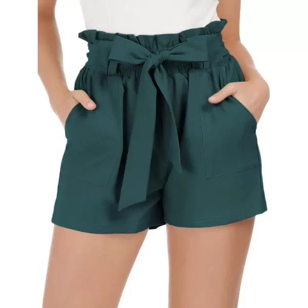 GRACE KARIN Women Bowknot Tie Waist Summer Casual Shorts with PocketsTeal