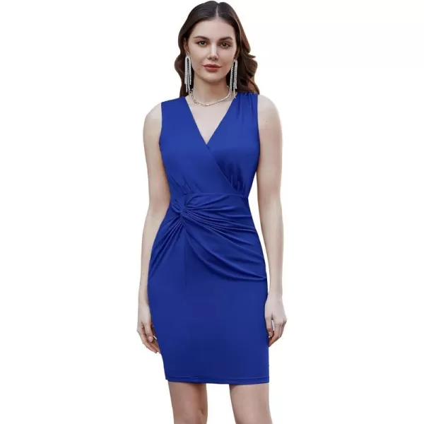 GRACE KARIN Women Deep V Neck Wrap Dress Summer Sleeveless Twist Sheath Cocktail Party Work Formal DressRoyal Blue