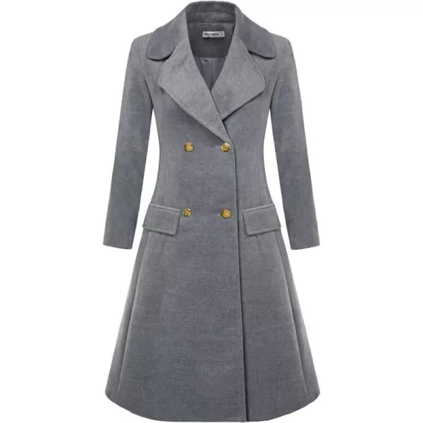 GRACE KARIN Women Double Breasted Pea Coats Lapel Fall Winter Pocket Trench Overcoat Jacket OutwearLight Grey