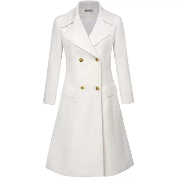 GRACE KARIN Women Double Breasted Pea Coats Lapel Fall Winter Pocket Trench Overcoat Jacket OutwearWhite