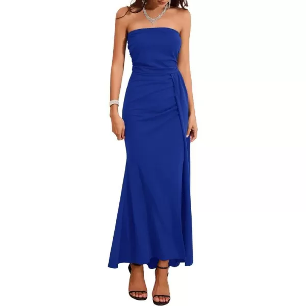 GRACE KARIN Women Formal Wedding Guest Dresses Slit Drape Maxi Bodycon Dress with Detachable Spaghetti StrapRoyal Blue