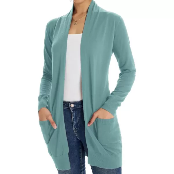 GRACE KARIN Women Lightweight Cardigan Sweaters with Pocket Long Sleeve ShrugsCadet Blue