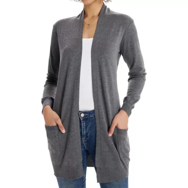 GRACE KARIN Women Lightweight Cardigan Sweaters with Pocket Long Sleeve ShrugsGray