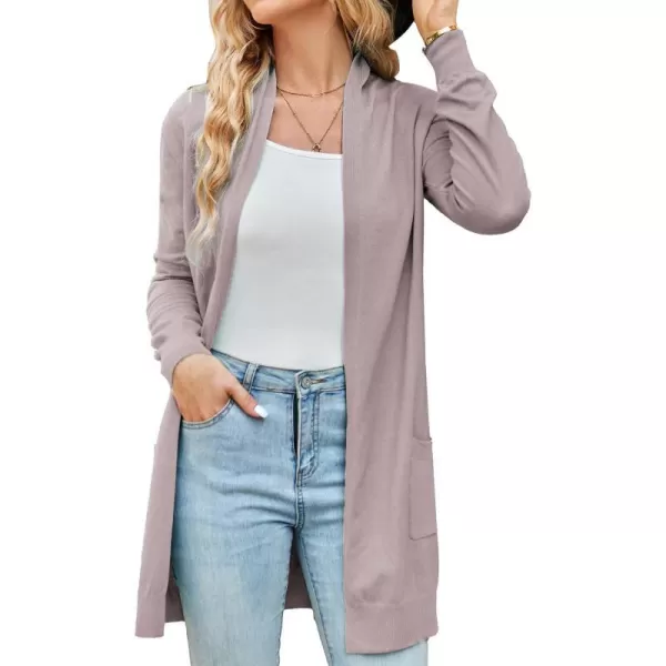 GRACE KARIN Women Open Front Cardigan Sweaters Pockets Long Sleeve ShrugsDusty Pink