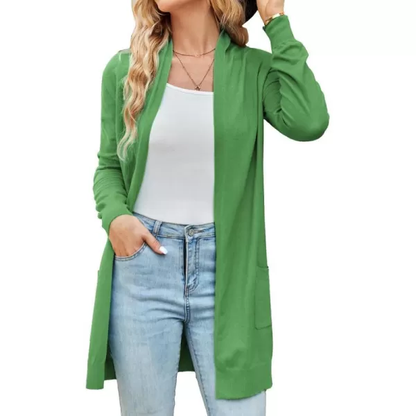 GRACE KARIN Women Open Front Cardigan Sweaters Pockets Long Sleeve ShrugsGreen Pear