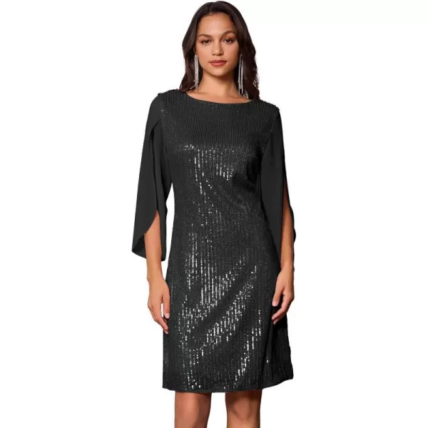 GRACE KARIN Women Sequin Dresses Shiny Sparkly Cocktail Party DressesBlack Sequin