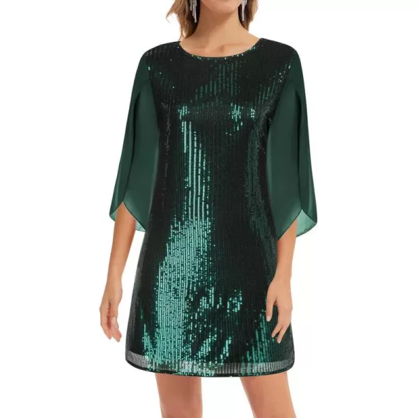 GRACE KARIN Women Sequin Dresses Shiny Sparkly Cocktail Party DressesDark Green Sequin