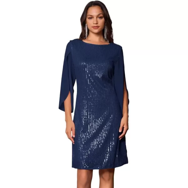 GRACE KARIN Women Sequin Dresses Shiny Sparkly Cocktail Party DressesNavy Sequin