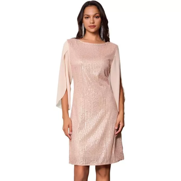 GRACE KARIN Women Sequin Dresses Shiny Sparkly Cocktail Party DressesRose Gold Sequin