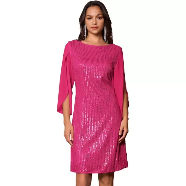 GRACE KARIN Women Sequin Dresses Shiny Sparkly Cocktail Party DressesRose Red Sequin