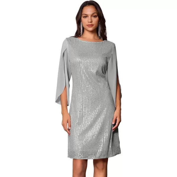 GRACE KARIN Women Sequin Dresses Shiny Sparkly Cocktail Party DressesSilver Gray Sequin