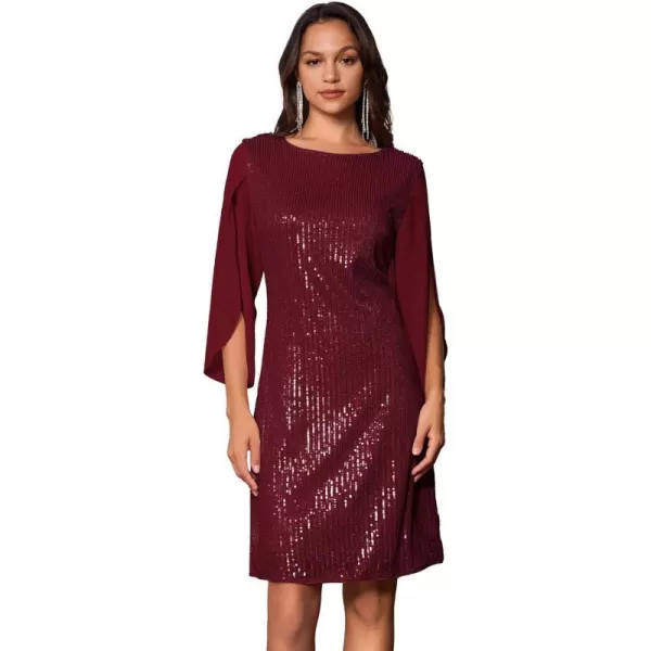 GRACE KARIN Women Sequin Dresses Shiny Sparkly Cocktail Party DressesWine Sequin