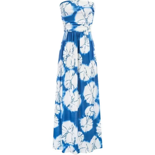 GRACE KARIN Women Strapless Casual Loose Ruched Long Maxi Dress with PocketsFloral Tie Dye