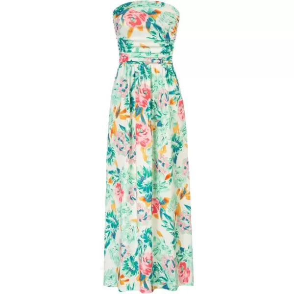 GRACE KARIN Women Strapless Casual Loose Ruched Long Maxi Dress with PocketsGreen Floral