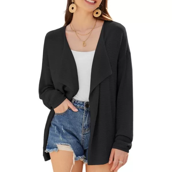 GRACE KARIN Women Summer Oversized Cardigan 2024 Semi Sheer Beach Swimwear Batwing Sleeve Cover UpsBlack