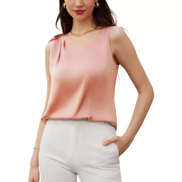 GRACE KARIN Women Summer Satin Tops Sleeveless V Neck BlousePink