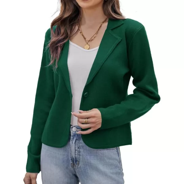 GRACE KARIN Women Sweater Blazer Casual Work Croppped Cardigan Lightweight Button Front Short Knit Blazer Jacket SXXLGreen