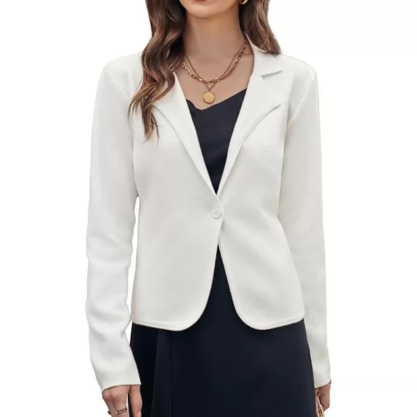 GRACE KARIN Women Sweater Blazer Casual Work Croppped Cardigan Lightweight Button Front Short Knit Blazer Jacket SXXLIvorywhite