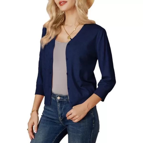 GRACE KARIN Womens 34 Sleeve Button Down Knit Cropped Bolero Shrug Cardigan Sweater Open Front Lightweight SweatersRoyal Blue