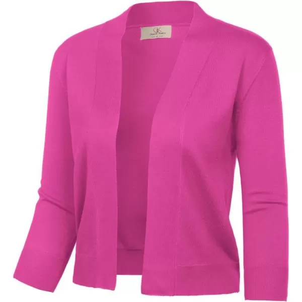 GRACE KARIN Womens 34 Sleeve Knit Cropped Cardigan Sweaters Open Front Bolero Shrugs Coat Tops S3XLHot Pink