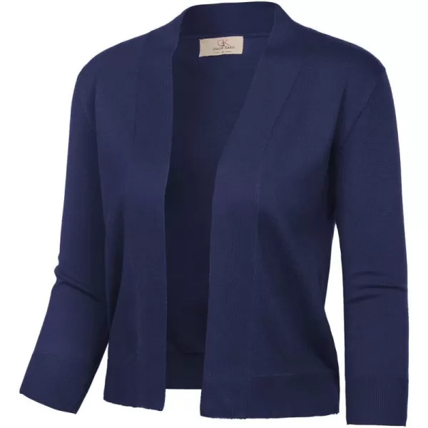 GRACE KARIN Womens 34 Sleeve Knit Cropped Cardigan Sweaters Open Front Bolero Shrugs Coat Tops S3XLNavy Blue