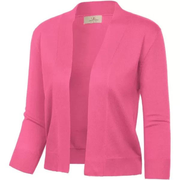 GRACE KARIN Womens 34 Sleeve Knit Cropped Cardigan Sweaters Open Front Bolero Shrugs Coat Tops S3XLPink