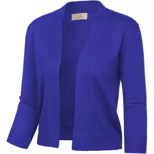 GRACE KARIN Womens 34 Sleeve Knit Cropped Cardigan Sweaters Open Front Bolero Shrugs Coat Tops S3XLSapphire Blue