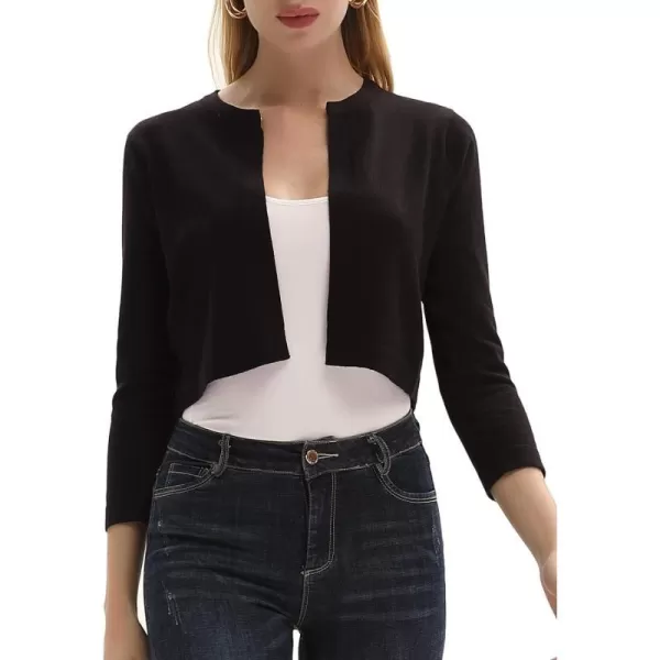 GRACE KARIN Womens 34 Sleeve Open Front Knit Cropped Bolero Shrug Cardigan SweaterBlack