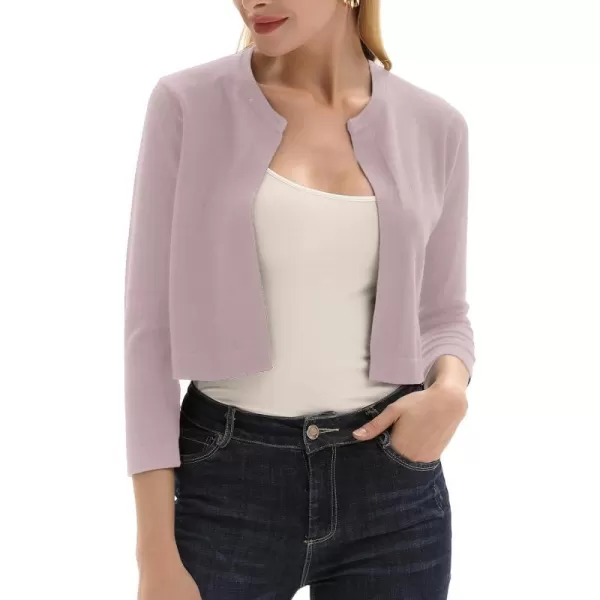 GRACE KARIN Womens 34 Sleeve Open Front Knit Cropped Bolero Shrug Cardigan SweaterDusty Pink