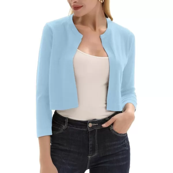 GRACE KARIN Womens 34 Sleeve Open Front Knit Cropped Bolero Shrug Cardigan SweaterLight Blue