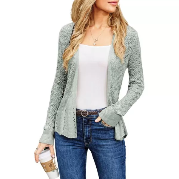 GRACE KARIN Womens Cardigans HollowedOut Open Front Knitwear Sweater with BeltGrey