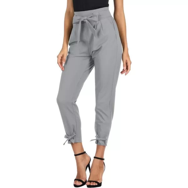 GRACE KARIN Womens Casual High Waist Pencil Pants with BowKnot Pockets for WorkLight Gray