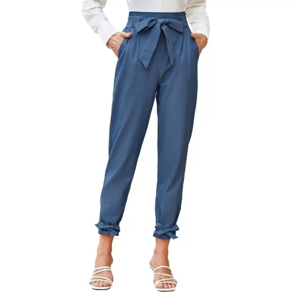 GRACE KARIN Womens Casual High Waist Pencil Pants with BowKnot Pockets for WorkUpgraded Styledark Blue