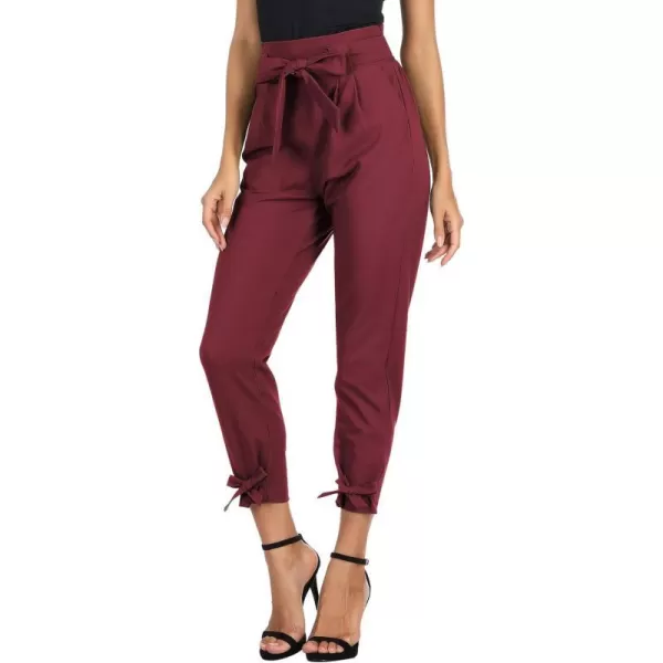 GRACE KARIN Womens Casual High Waist Pencil Pants with BowKnot Pockets for WorkWine