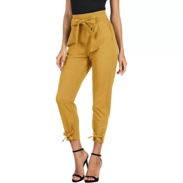 GRACE KARIN Womens Casual High Waist Pencil Pants with BowKnot Pockets for WorkYellow