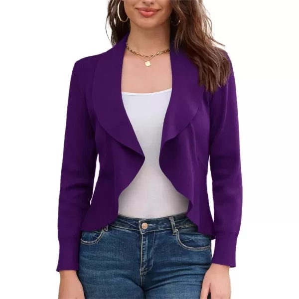 GRACE KARIN Womens Casual Lightweight Open Front Cardigans Soft Draped Ruffle ShrugsPurple