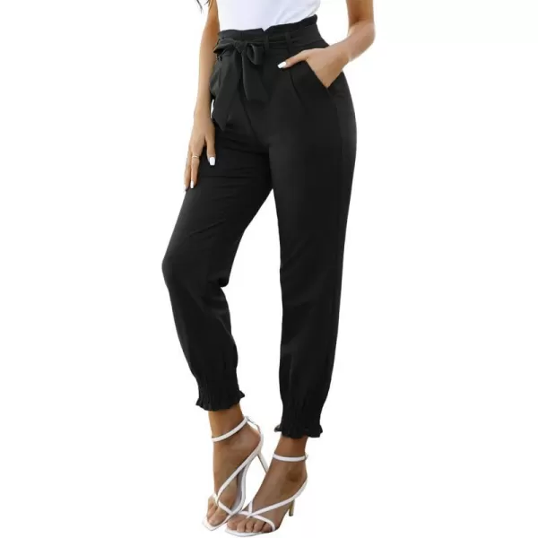 GRACE KARIN Womens Casual Pants Self Tie BowKnot Ankle Length Pencil Pants with Pockets926blacklong