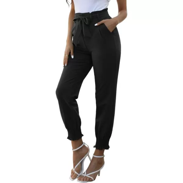 GRACE KARIN Womens Casual Pants Self Tie BowKnot Ankle Length Pencil Pants with Pockets926blackotherlong