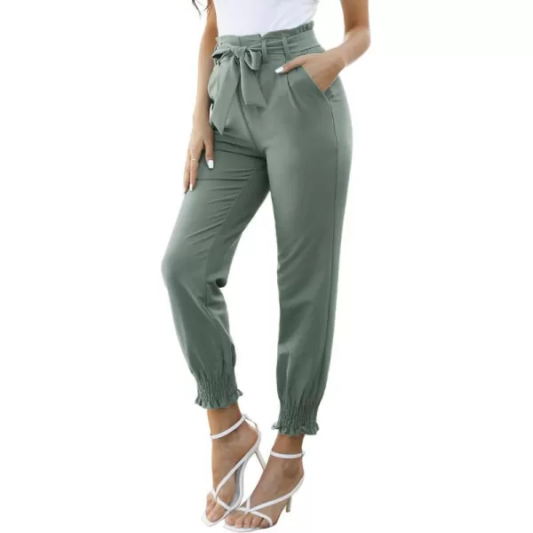 GRACE KARIN Womens Casual Pants Self Tie BowKnot Ankle Length Pencil Pants with Pockets926light Greygreenlong